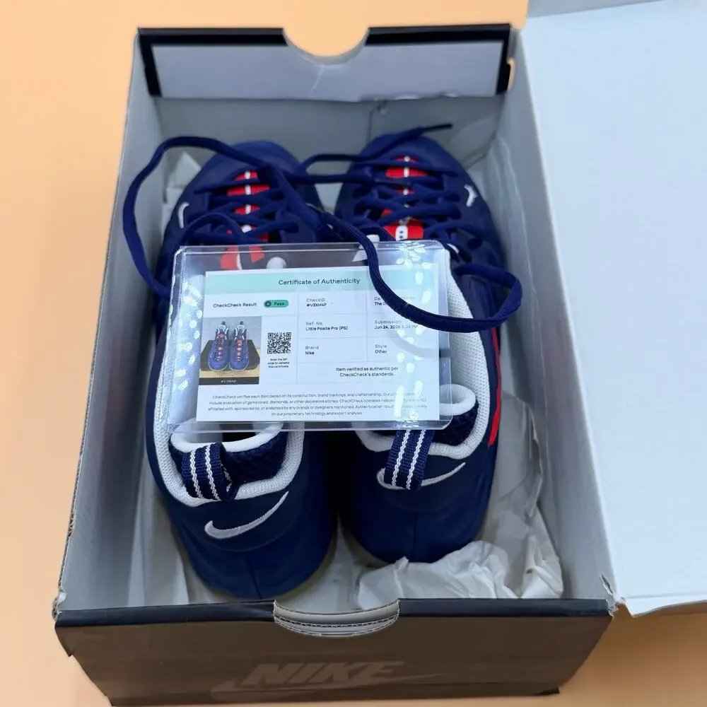 Nike Little Posite Pro (PS) Blue Void University Red White Foamposite Sneakers